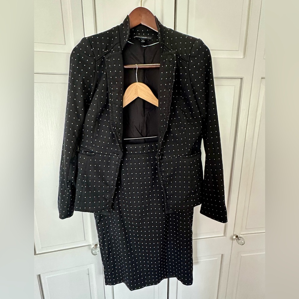 White House Black Market Black and White Polka Dot Suit Set